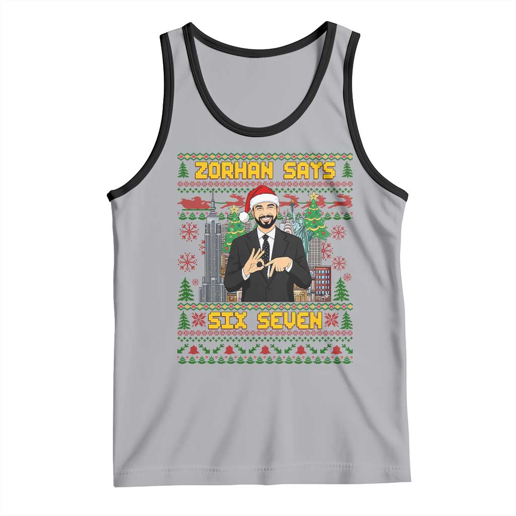67 Six Seven Zohran Mamdani Christmas Tank Top Progressive Democrats TS14 Athletic Heather Black Print Your Wear