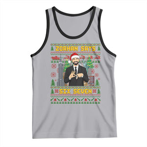 67 Six Seven Zohran Mamdani Christmas Tank Top Progressive Democrats TS14 Athletic Heather Black Print Your Wear