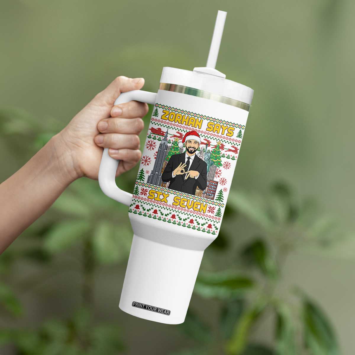 67 Six Seven Zohran Mamdani Christmas Tumbler With Handle Progressive Democrats TS14 Print Your Wear