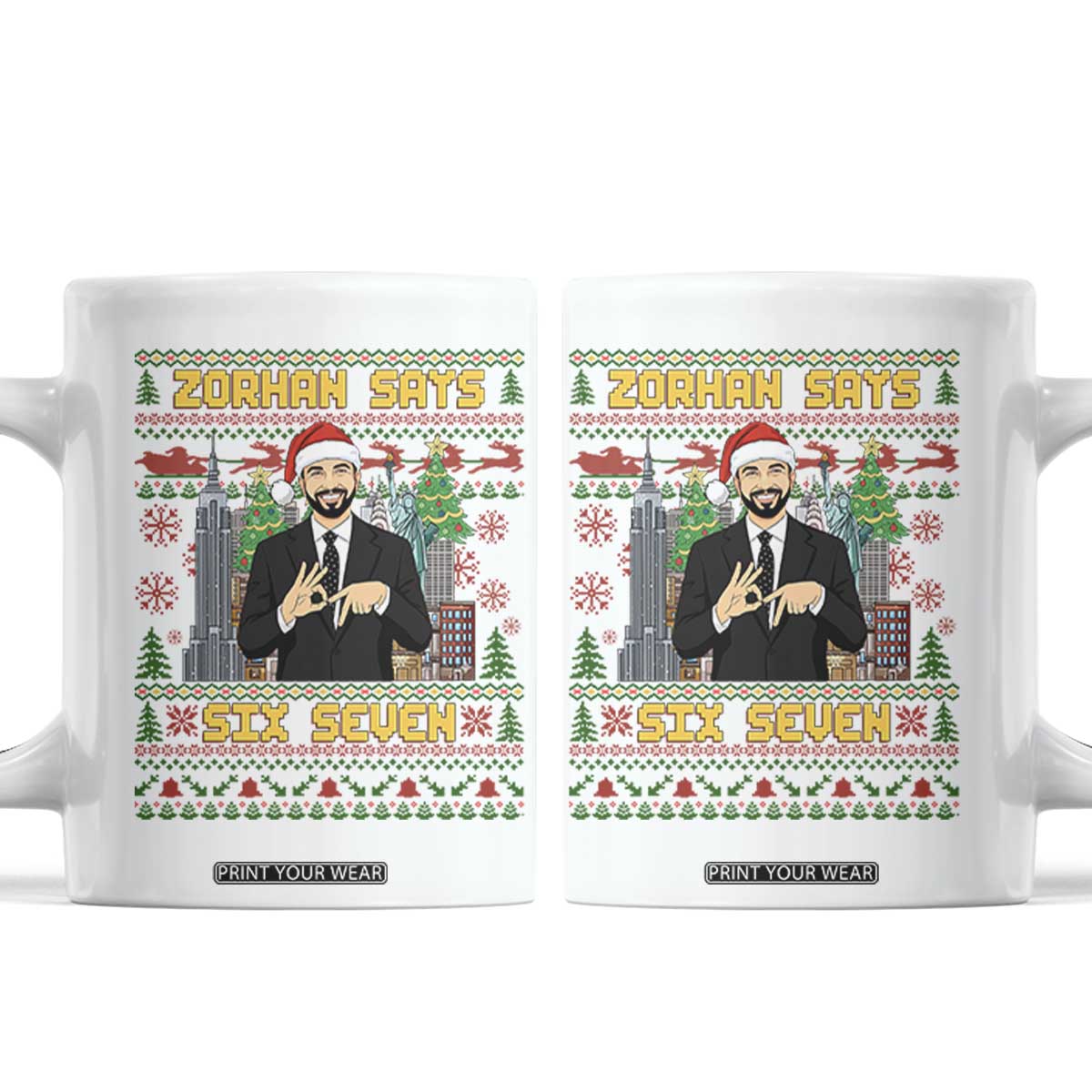 67 Six Seven Zohran Mamdani Christmas Coffee Mug Progressive Democrats - Print Your Wear