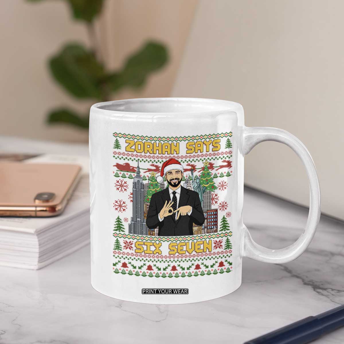67 Six Seven Zohran Mamdani Christmas Coffee Mug Progressive Democrats - Print Your Wear