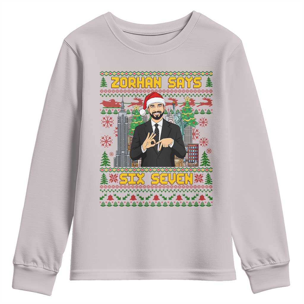 67 Six Seven Zohran Mamdani Christmas Youth Sweatshirt Progressive Democrats TS14 Ice Gray Print Your Wear