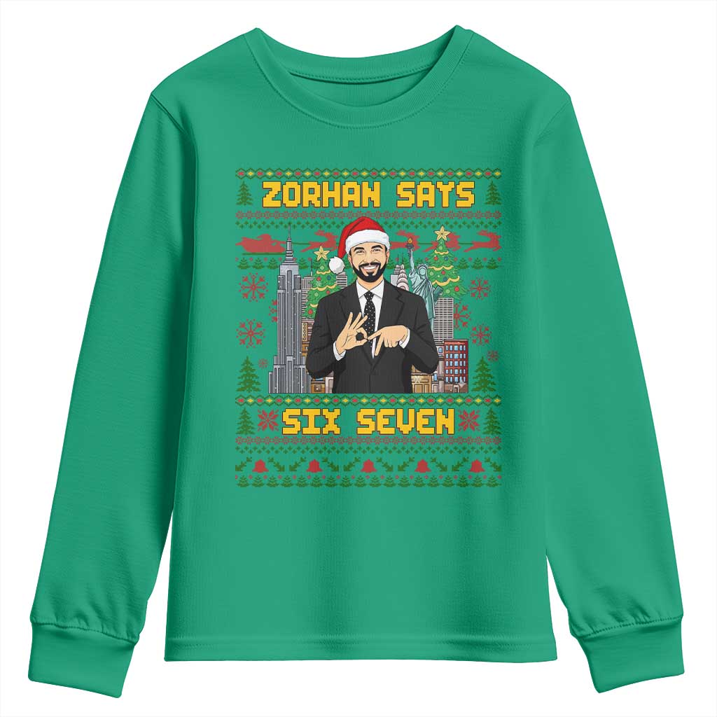 67 Six Seven Zohran Mamdani Christmas Youth Sweatshirt Progressive Democrats TS14 Irish Green Print Your Wear