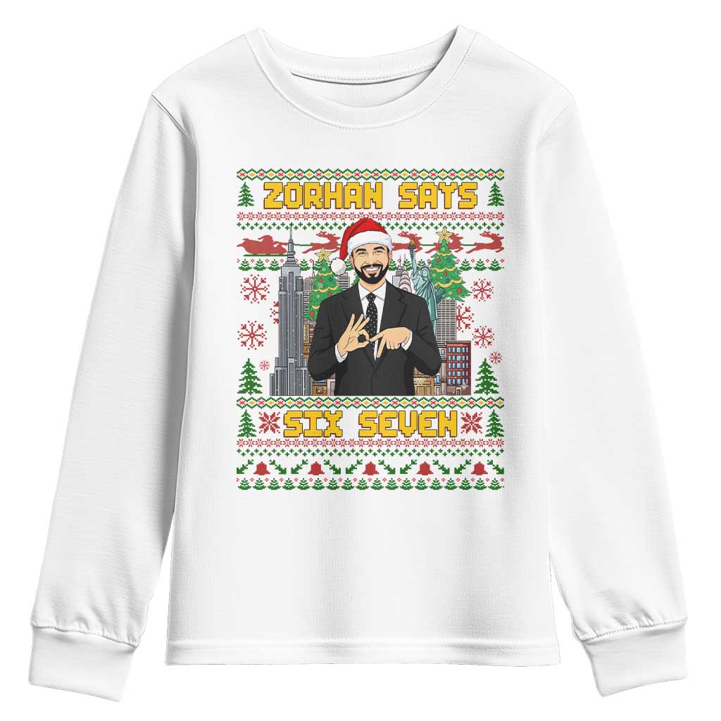 67 Six Seven Zohran Mamdani Christmas Youth Sweatshirt Progressive Democrats TS14 White Print Your Wear