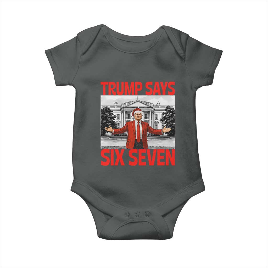 67 Six Seven Trump Christmas Baby Onesie TS14 Dark Heather Print Your Wear