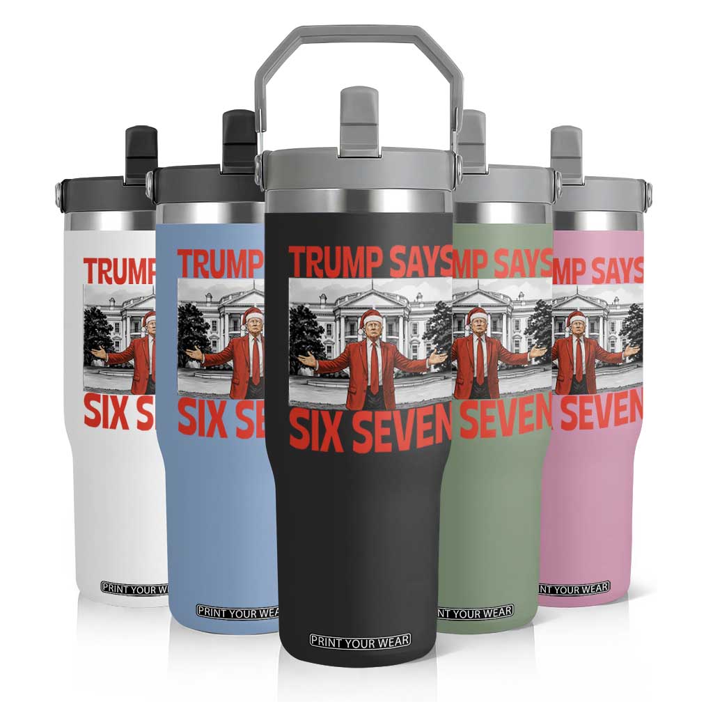 67 Six Seven Trump Christmas Flip Straw Tumbler - Print Your Wear