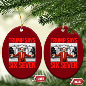 67 Six Seven Trump Christmas Ceramic Ornament - Print Your Wear