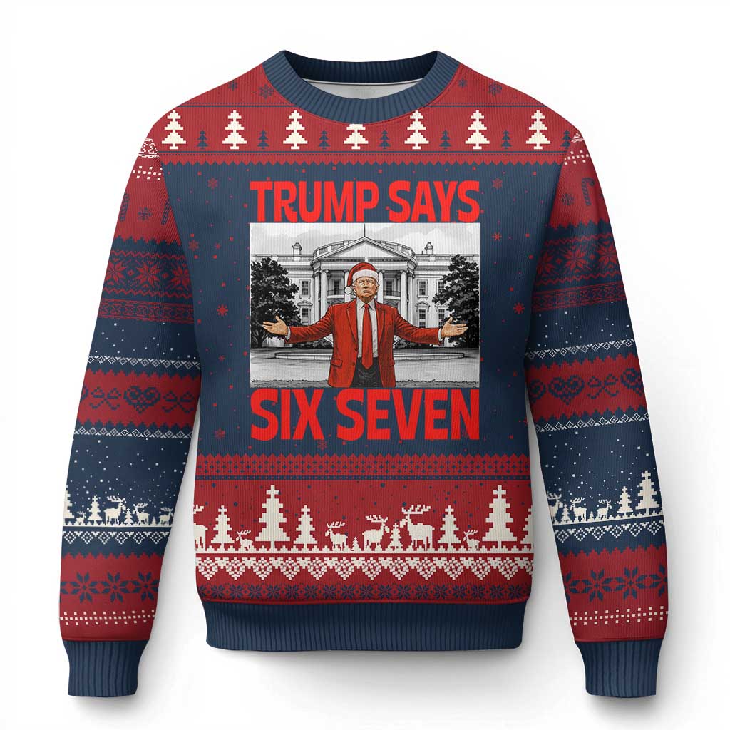 67 Six Seven Trump Xmas Ugly Christmas Sweater TS14 Navy Red Print Your Wear