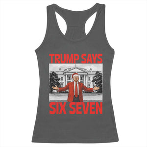 67 Six Seven Trump Christmas Racerback Tank Top TS14 Dark Heather Print Your Wear
