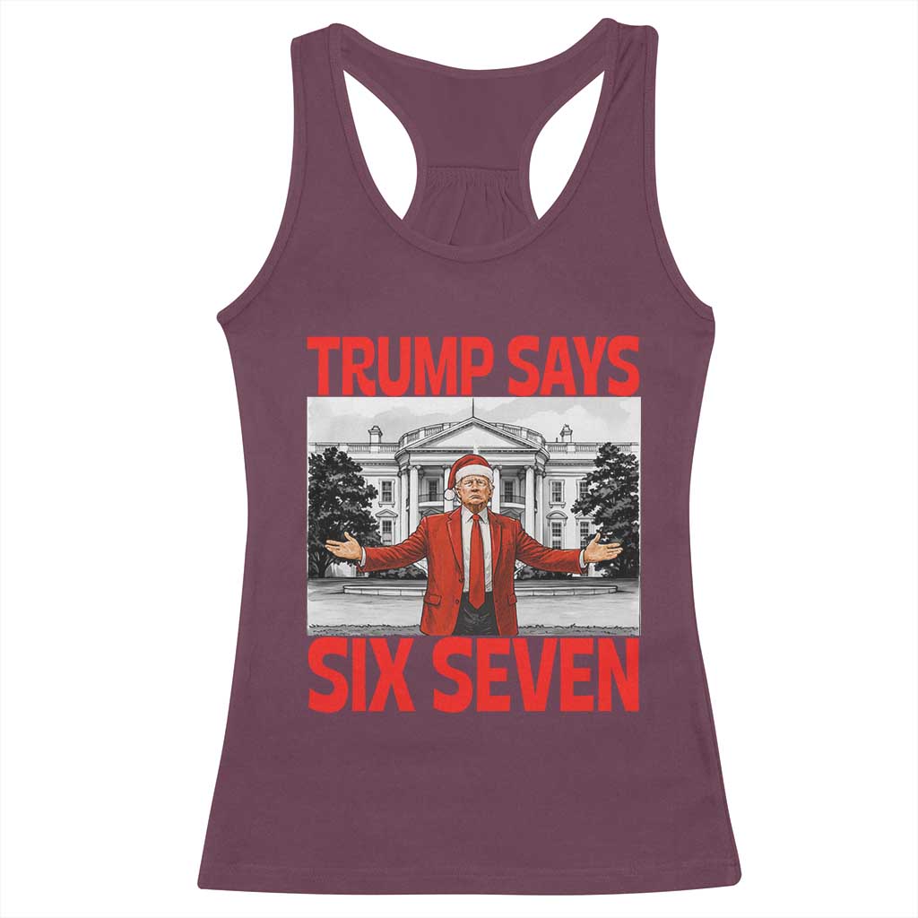 67 Six Seven Trump Christmas Racerback Tank Top TS14 Maroon Print Your Wear