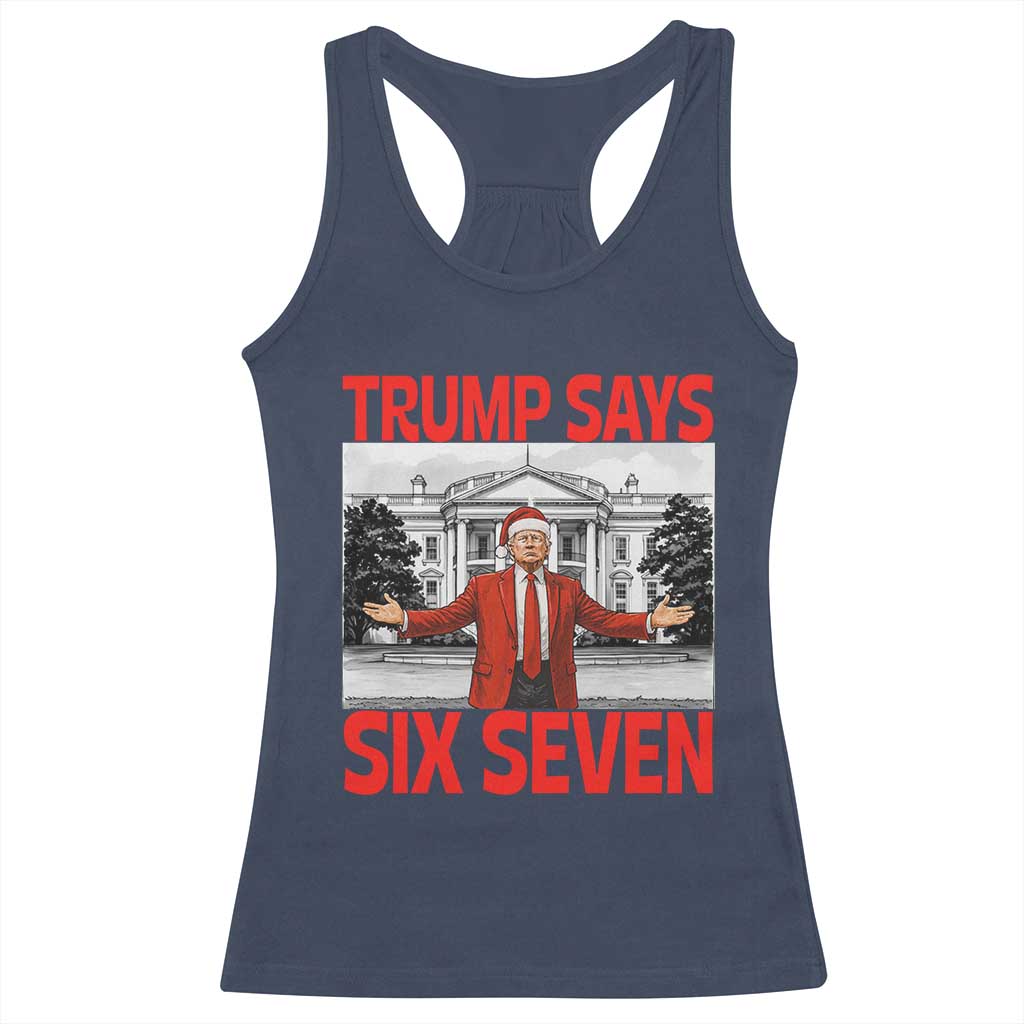 67 Six Seven Trump Christmas Racerback Tank Top TS14 Navy Print Your Wear