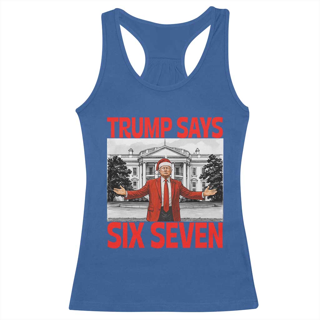 67 Six Seven Trump Christmas Racerback Tank Top TS14 Royal Blue Print Your Wear