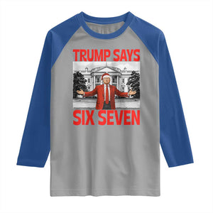 67 Six Seven Trump Christmas Raglan Shirt TS14 Sport Gray Royal Print Your Wear