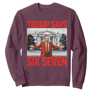 67 Six Seven Trump Christmas Sweatshirt TS14 Maroon Print Your Wear