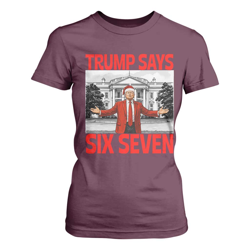 67 Six Seven Trump Christmas T Shirt For Women TS14 Maroon Print Your Wear