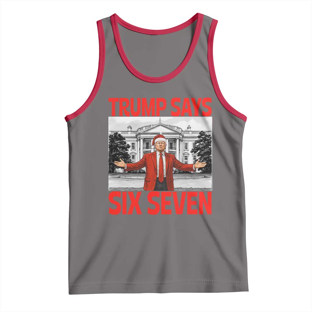 67 Six Seven Trump Christmas Tank Top TS14 Deep Heather Red Print Your Wear