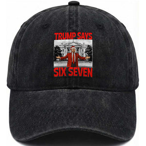 67 Six Seven Trump Christmas Washed Cotton Baseball Cap TS14 Washed Cap Universal Fit Black Print Your Wear