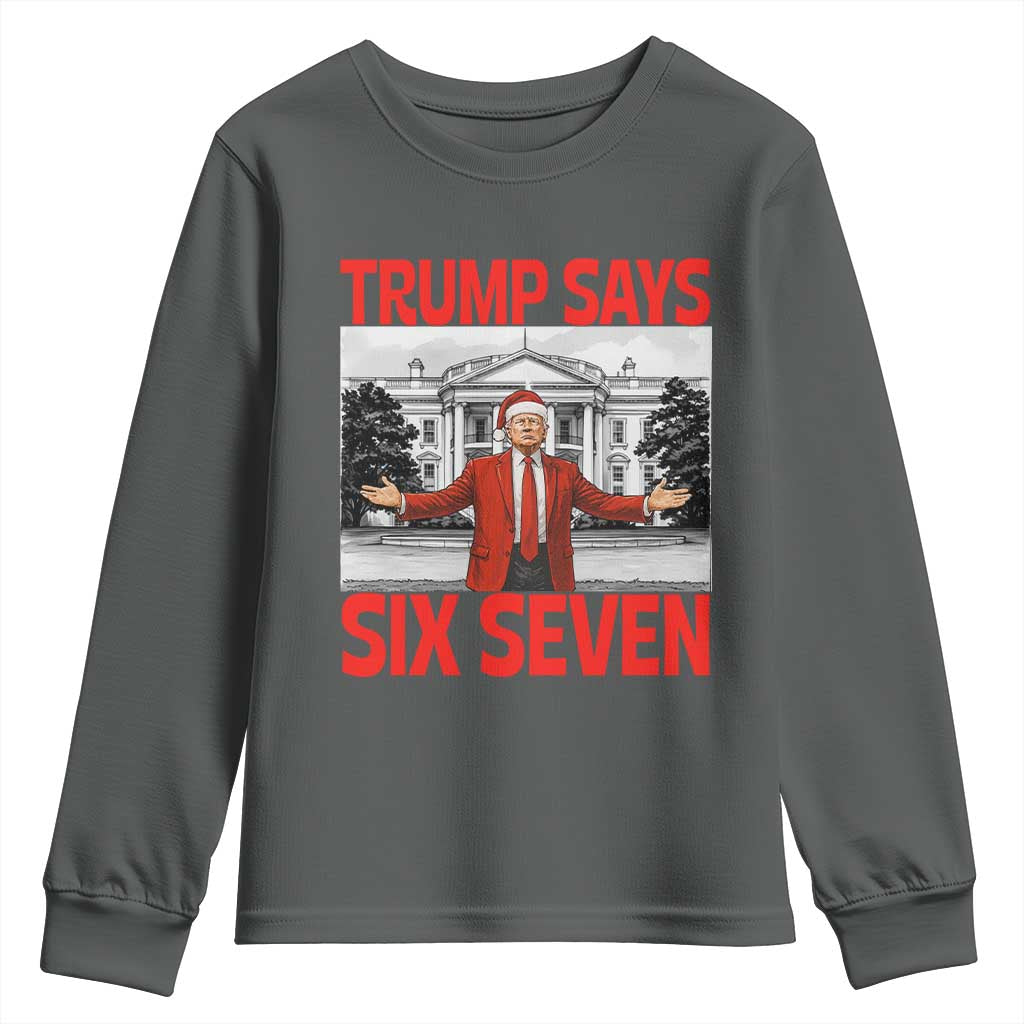 67 Six Seven Trump Christmas Youth Sweatshirt TS14 Dark Heather Print Your Wear