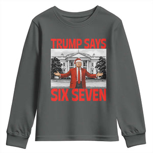67 Six Seven Trump Christmas Youth Sweatshirt TS14 Dark Heather Print Your Wear