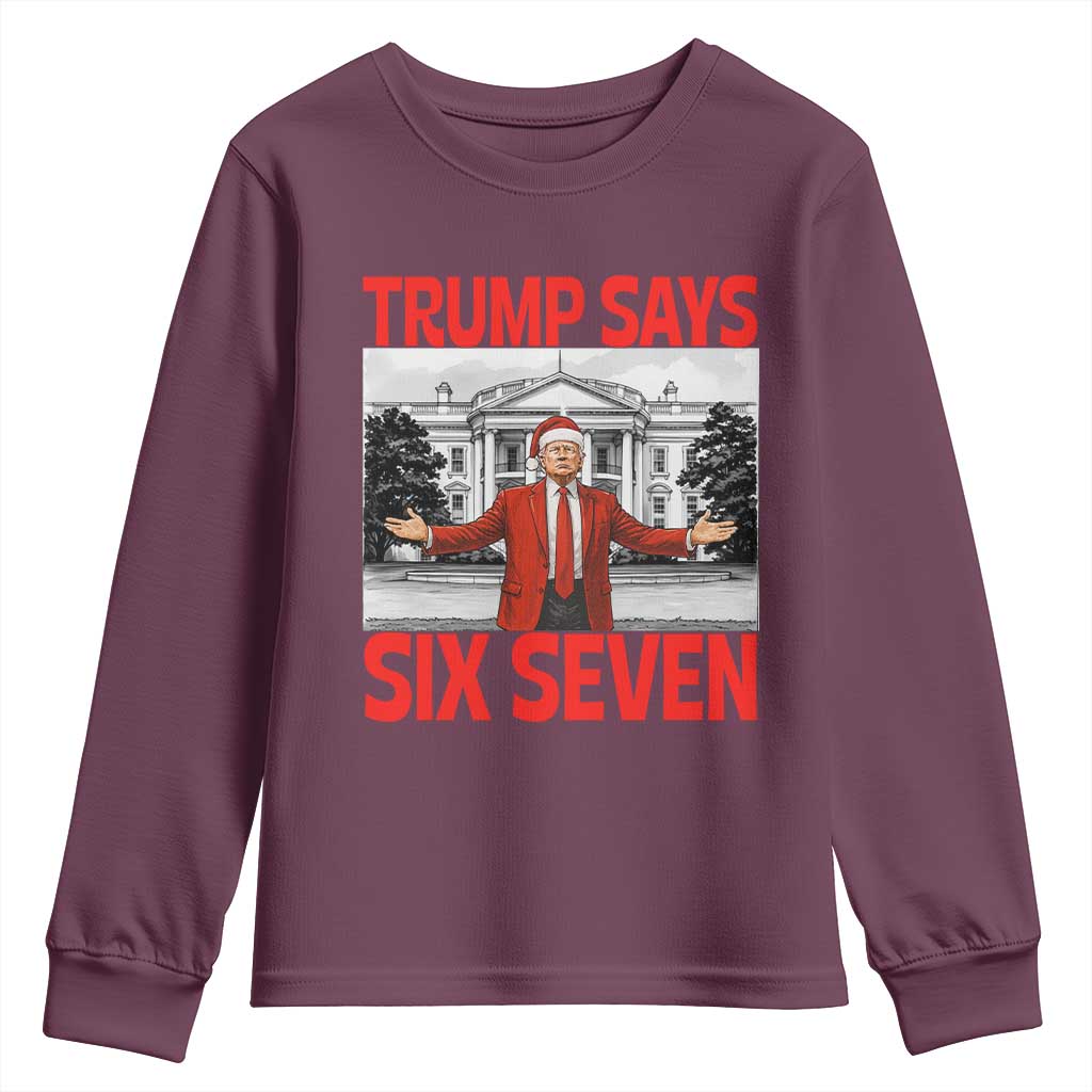 67 Six Seven Trump Christmas Youth Sweatshirt TS14 Maroon Print Your Wear