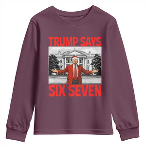 67 Six Seven Trump Christmas Youth Sweatshirt TS14 Maroon Print Your Wear