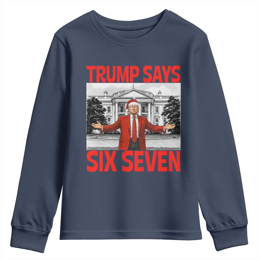 67 Six Seven Trump Christmas Youth Sweatshirt TS14 Navy Print Your Wear