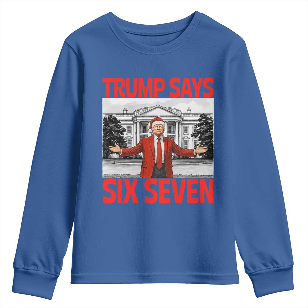 67 Six Seven Trump Christmas Youth Sweatshirt TS14 Royal Blue Print Your Wear