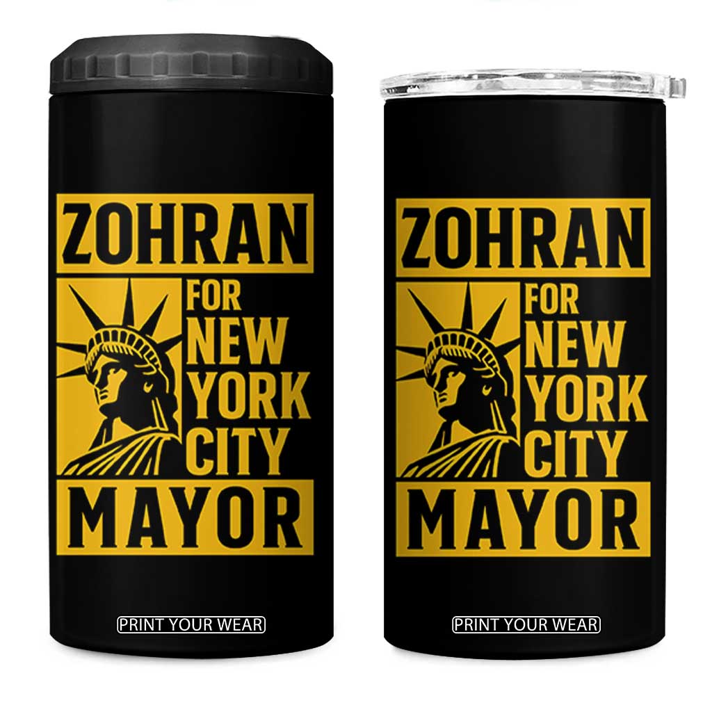 Zohran Mamdani NYC Mayor 4 in 1 Can Cooler Tumbler Funny Cool Trendy Progressive TS14 One Size: 16 oz Black Print Your Wear