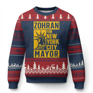 Zohran Mamdani NYC Mayor Ugly Christmas Sweater Funny Cool Trendy Progressive TS14 Navy Red Print Your Wear