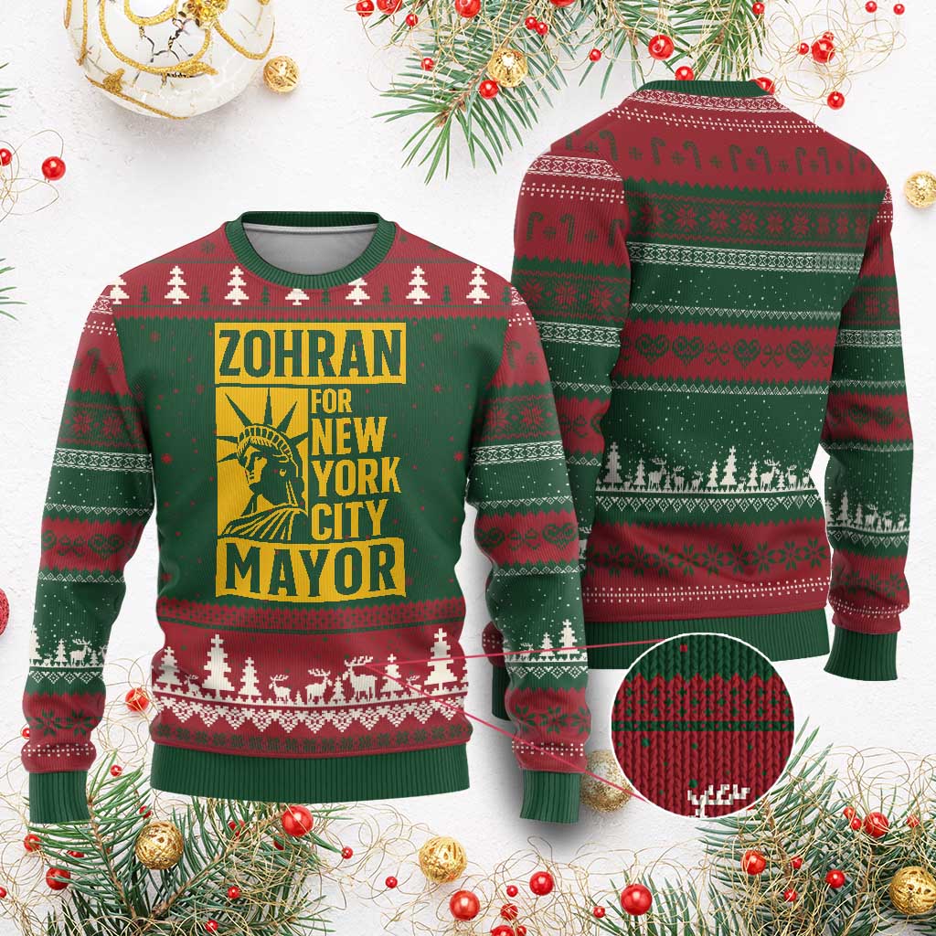 Zohran Mamdani NYC Mayor Ugly Christmas Sweater Funny Cool Trendy Progressive TS14 Red Green Print Your Wear