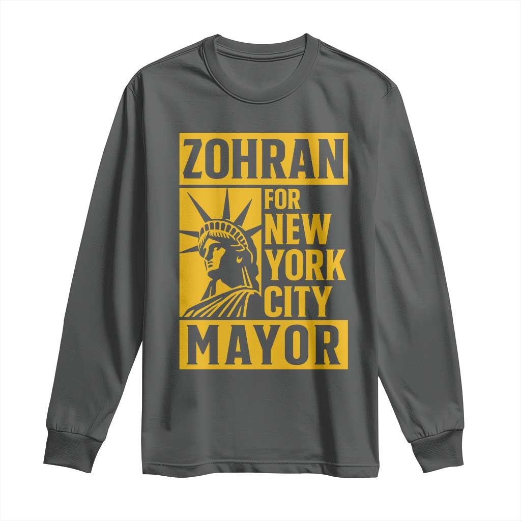 Zohran Mamdani NYC Mayor Long Sleeve Shirt Funny Cool Trendy Progressive TS14 Dark Heather Print Your Wear