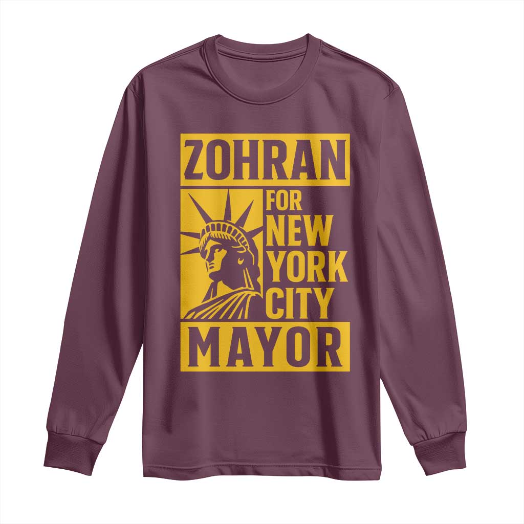 Zohran Mamdani NYC Mayor Long Sleeve Shirt Funny Cool Trendy Progressive TS14 Maroon Print Your Wear
