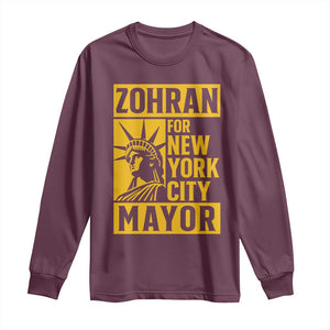 Zohran Mamdani NYC Mayor Long Sleeve Shirt Funny Cool Trendy Progressive TS14 Maroon Print Your Wear