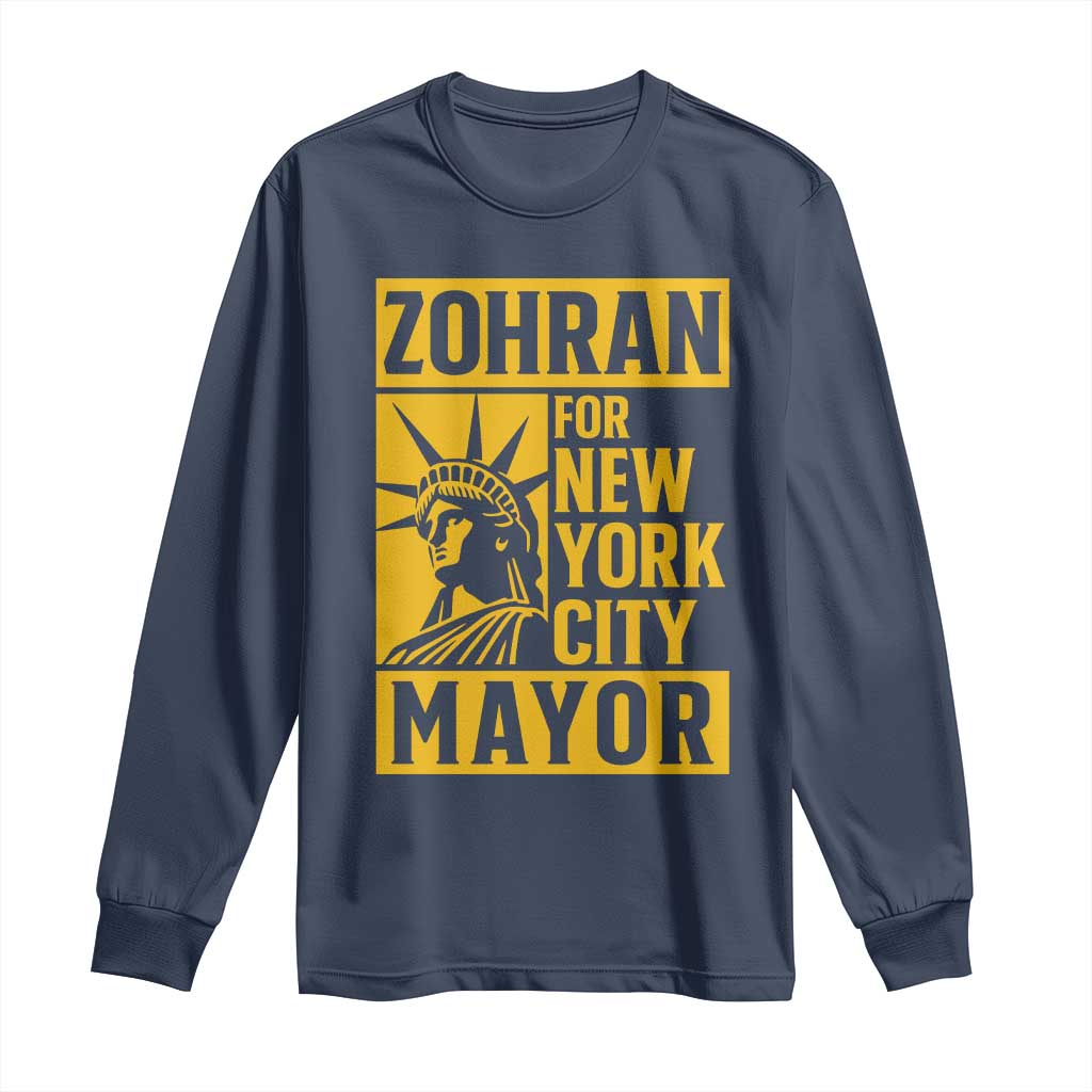 Zohran Mamdani NYC Mayor Long Sleeve Shirt Funny Cool Trendy Progressive TS14 Navy Print Your Wear
