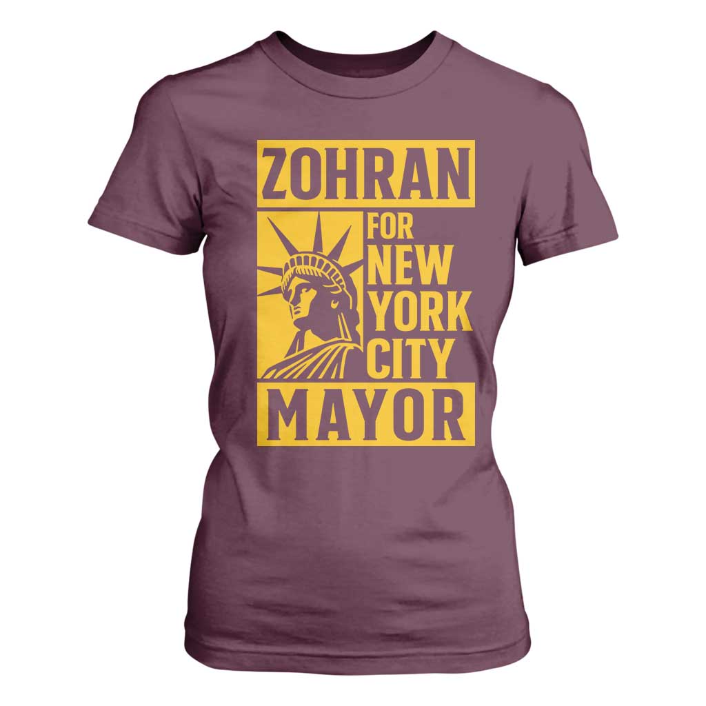 Zohran Mamdani NYC Mayor T Shirt For Women Funny Cool Trendy Progressive TS14 Maroon Print Your Wear