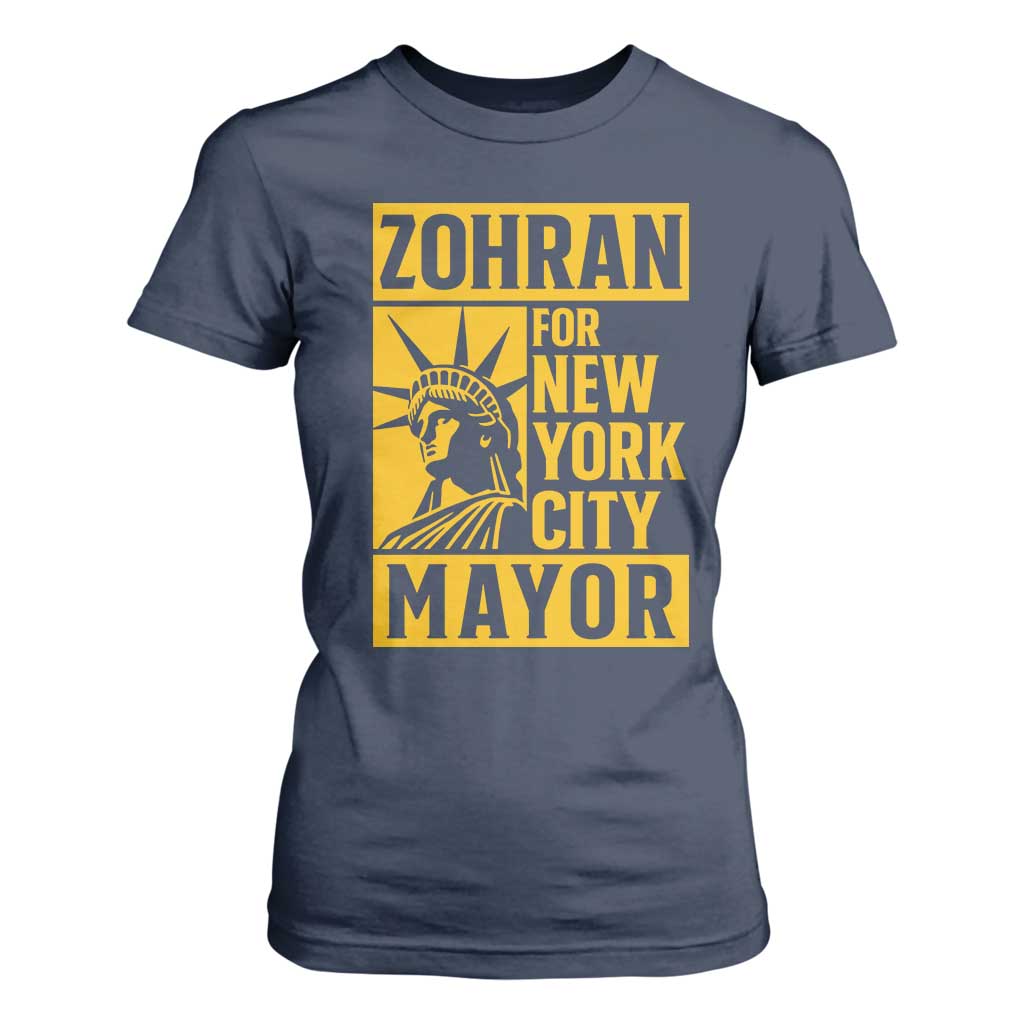 Zohran Mamdani NYC Mayor T Shirt For Women Funny Cool Trendy Progressive TS14 Navy Print Your Wear