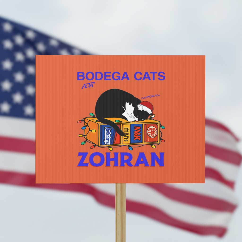 Bodega Cats of New York Protest Sign Funny Cat NYC Christmas TS14 Horizontal 18" × 24" Orange Print Your Wear