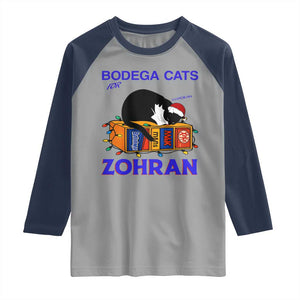 Bodega Cats of New York Raglan Shirt Funny Cat NYC Christmas TS14 Sport Gray Navy Print Your Wear