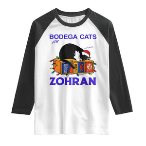 Bodega Cats of New York Raglan Shirt Funny Cat NYC Christmas TS14 White Black Print Your Wear