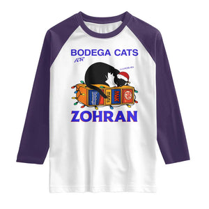 Bodega Cats of New York Raglan Shirt Funny Cat NYC Christmas TS14 White Purple Print Your Wear