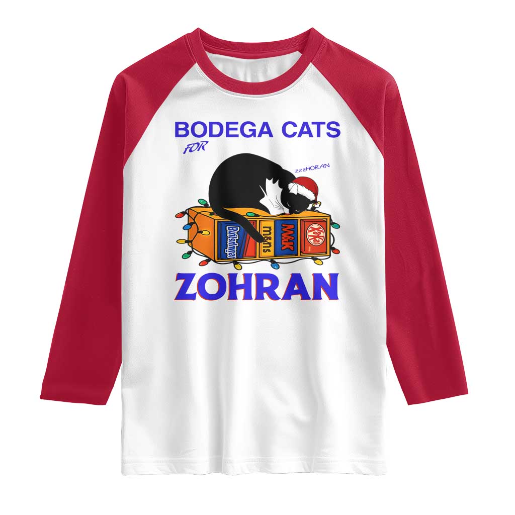 Bodega Cats of New York Raglan Shirt Funny Cat NYC Christmas TS14 White Red Print Your Wear