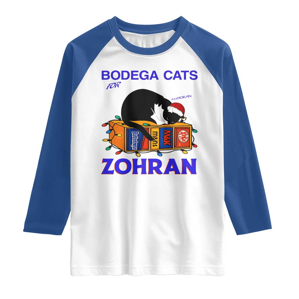 Bodega Cats of New York Raglan Shirt Funny Cat NYC Christmas TS14 White Royal Print Your Wear