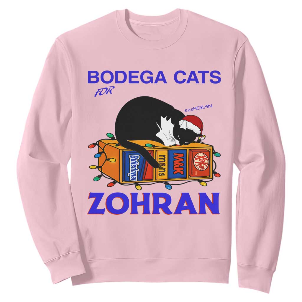 Bodega Cats of New York Sweatshirt Funny Cat NYC Christmas TS14 Light Pink Print Your Wear