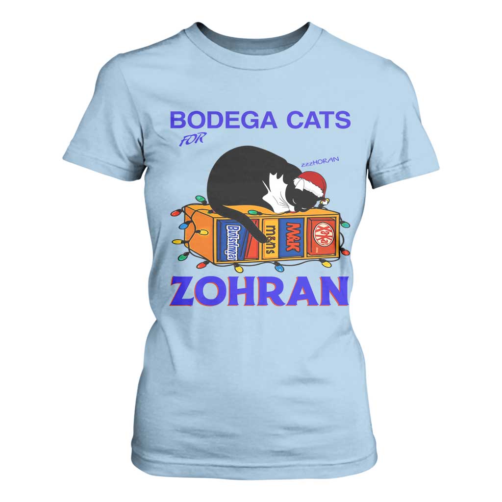 Bodega Cats of New York T Shirt For Women Funny Cat NYC Christmas TS14 Light Blue Print Your Wear
