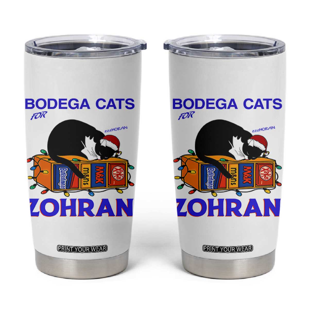 Bodega Cats of New York Tumbler Cup Funny Cat NYC Christmas TS14 White Print Your Wear