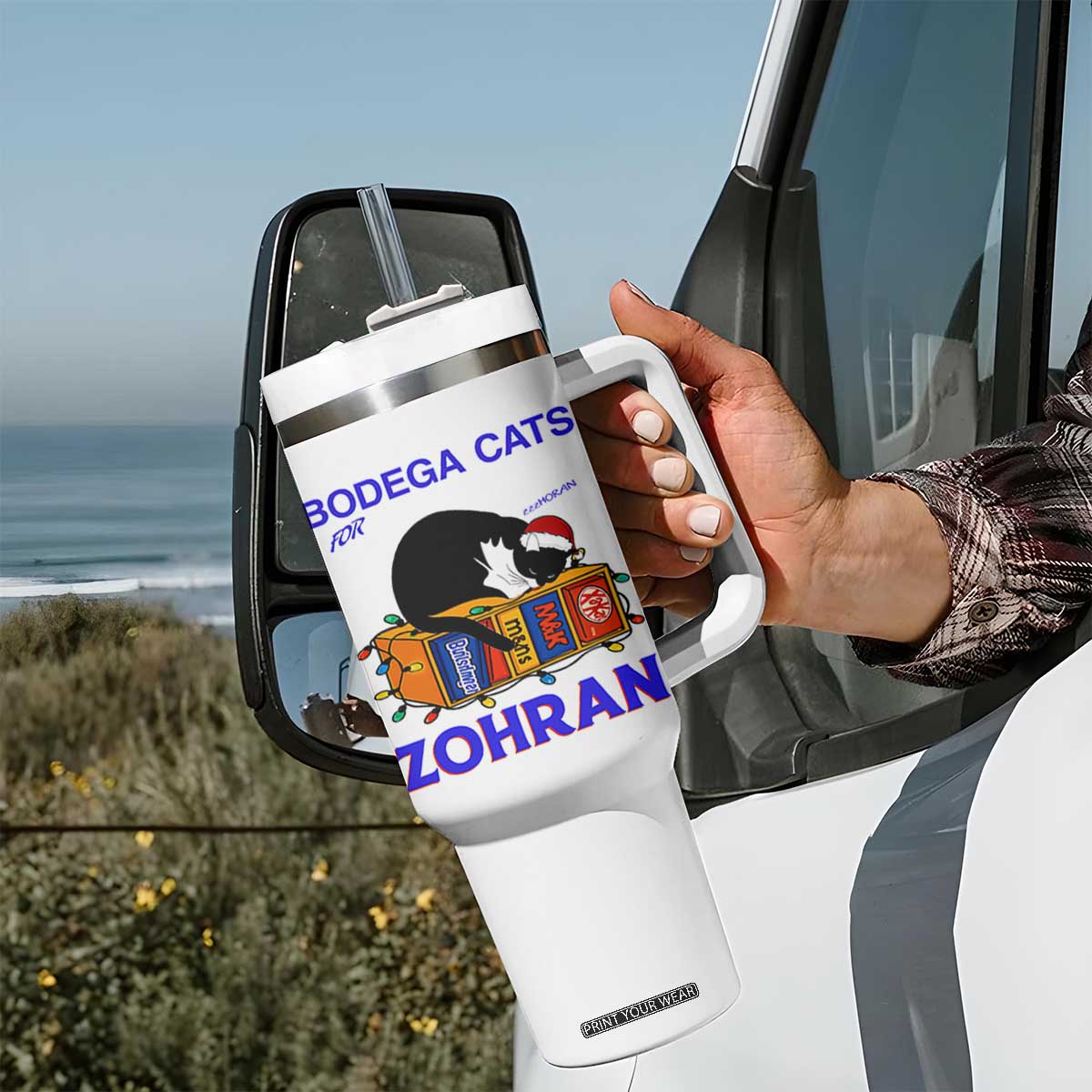 Bodega Cats of New York Tumbler With Handle Funny Cat NYC Christmas - Print Your Wear