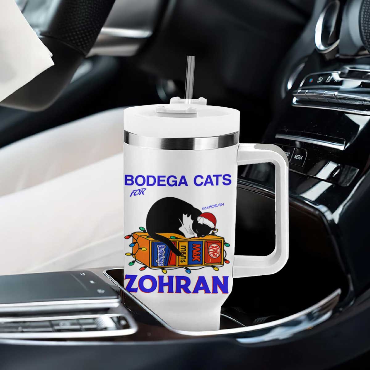 Bodega Cats of New York Tumbler With Handle Funny Cat NYC Christmas - Print Your Wear