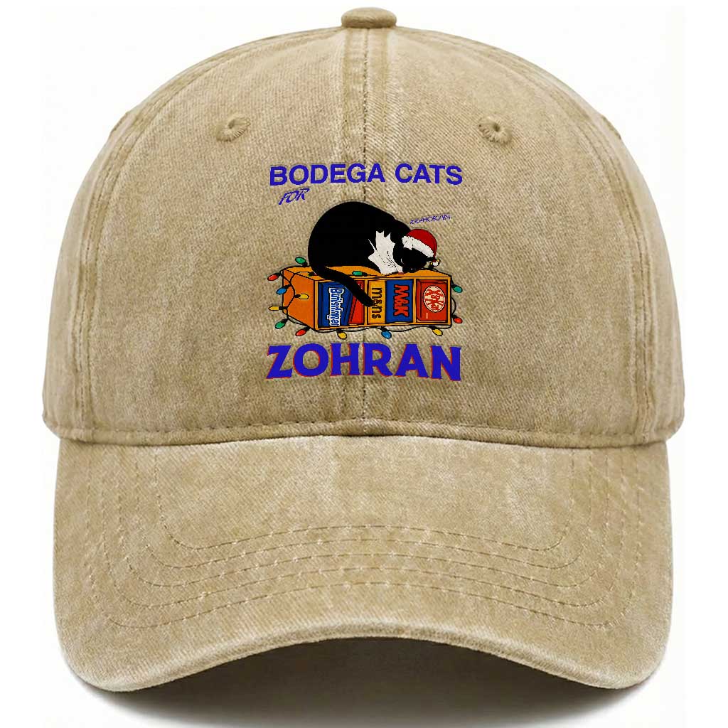 Bodega Cats of New York Washed Cotton Baseball Cap Funny Cat NYC Christmas TS14 Washed Cap Universal Fit Khaki Print Your Wear