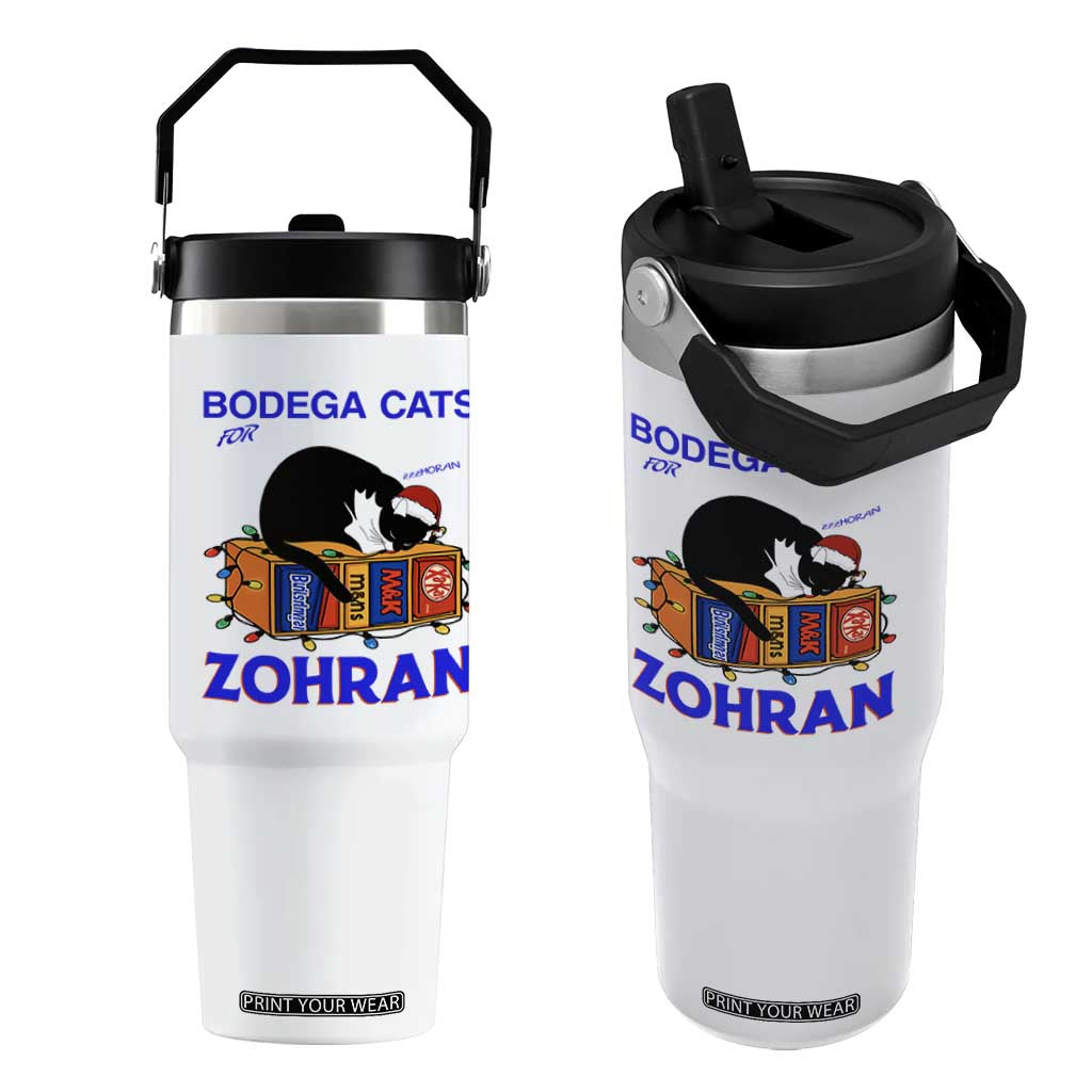Bodega Cats of New York Flip Straw Tumbler Funny Cat NYC Christmas TS14 One Size: 30 oz White Print Your Wear