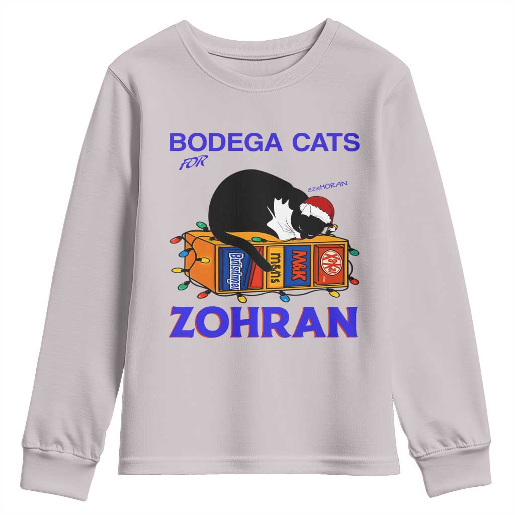 Bodega Cats of New York Youth Sweatshirt Funny Cat NYC Christmas TS14 Ice Gray Print Your Wear